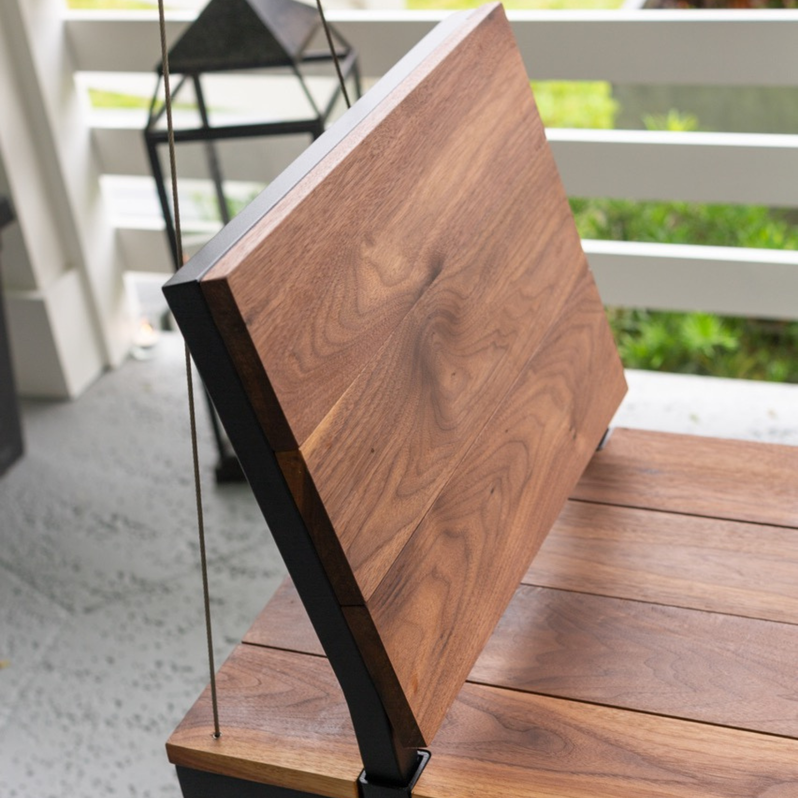 Modern wooden porch swing